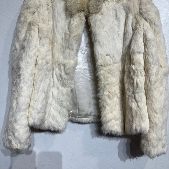 Sergio Valente Cream Dyed Rabbit Fur Vintage Jacket Sz M - Picture 4 of 14